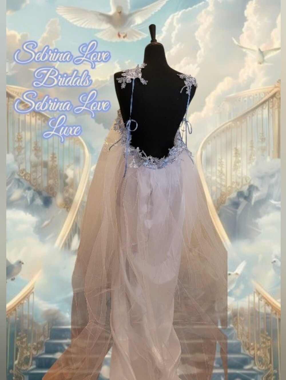 🕊HEAVENLY🕊Gatsby Ethereal White Tulle Lace Backless Sheath Bridal Gown Set